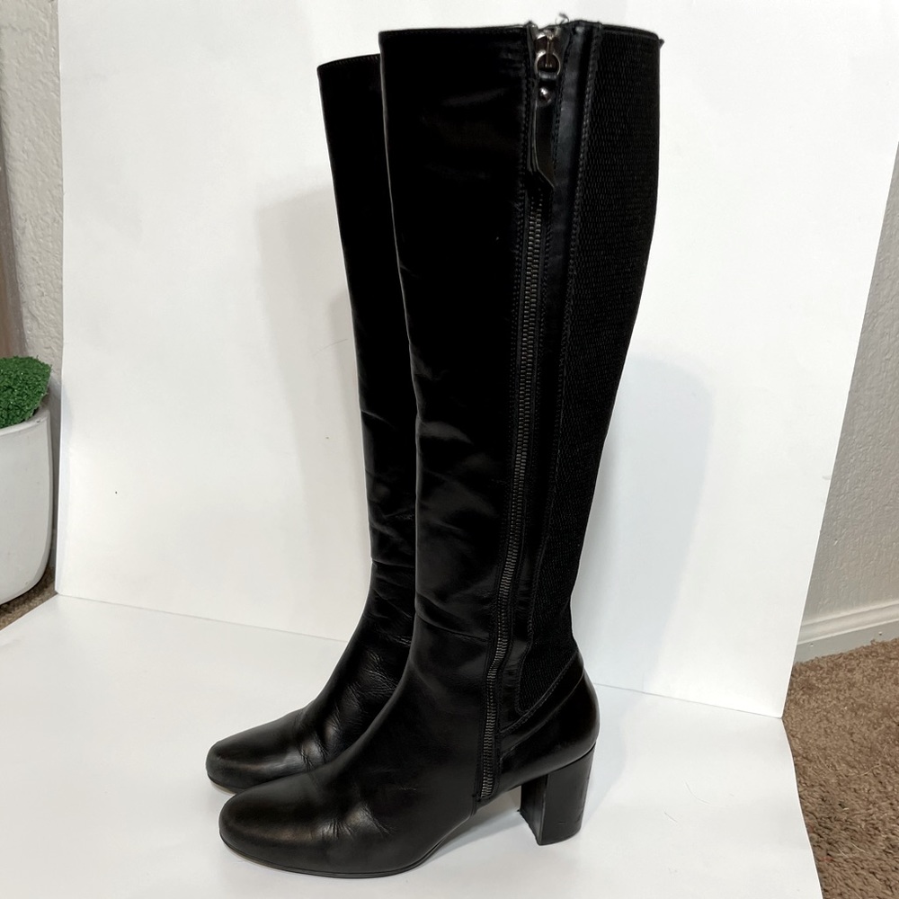 Authentic Aquatalia Drawstring Leather Heel Boots